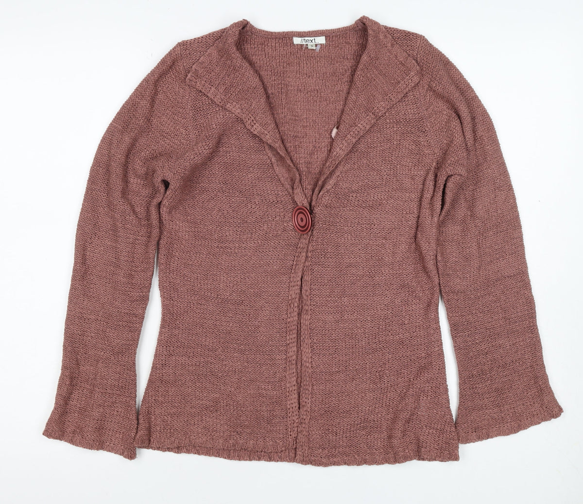 i/text. Women’s Pink S Chunky Knit V-Neck Button Cardigan