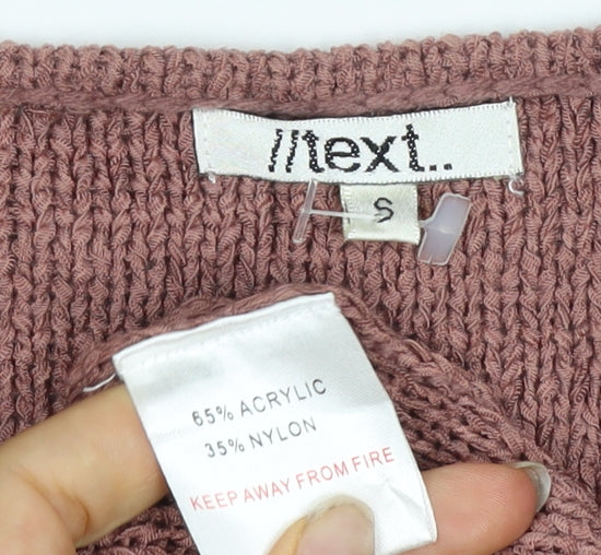 i/text. Women’s Pink S Chunky Knit V-Neck Button Cardigan