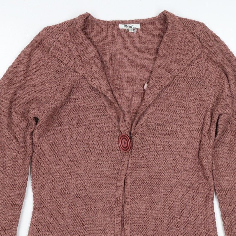 i/text. Women’s Pink S Chunky Knit V-Neck Button Cardigan