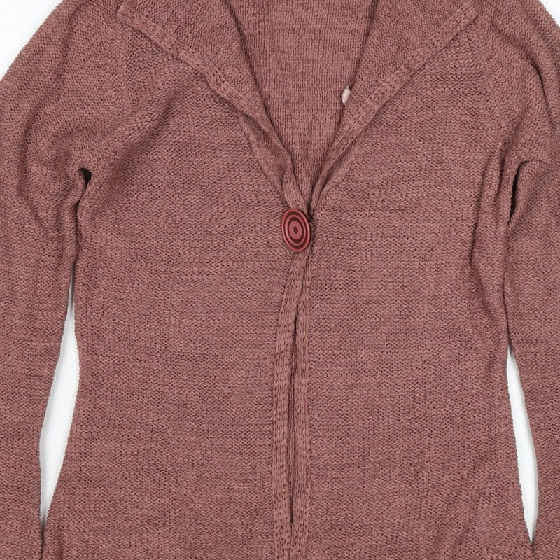 i/text. Women’s Pink S Chunky Knit V-Neck Button Cardigan