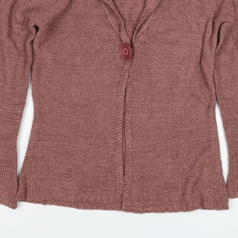 i/text. Women’s Pink S Chunky Knit V-Neck Button Cardigan