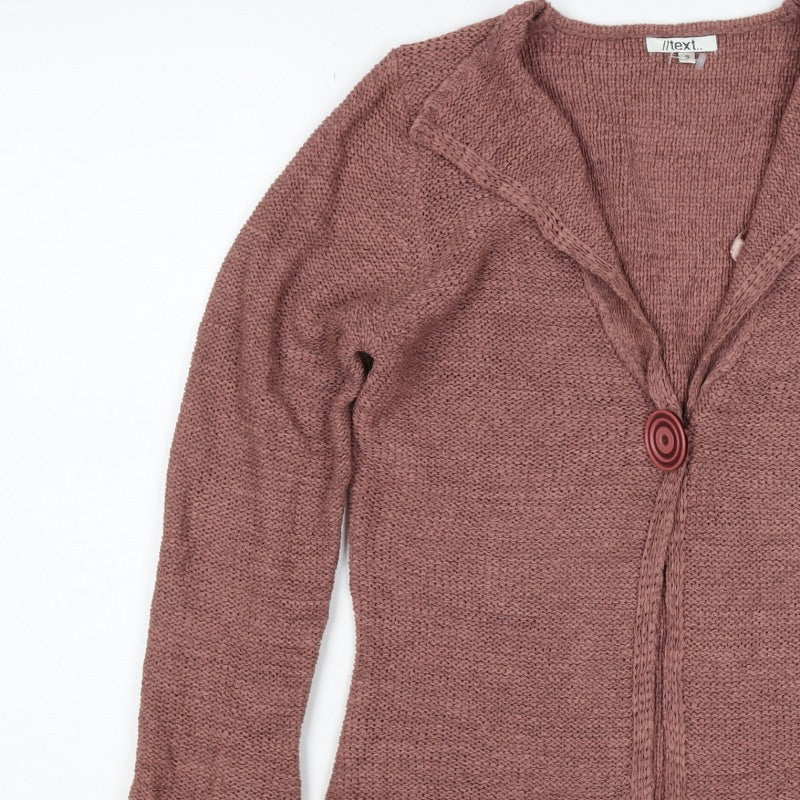 i/text. Women’s Pink S Chunky Knit V-Neck Button Cardigan