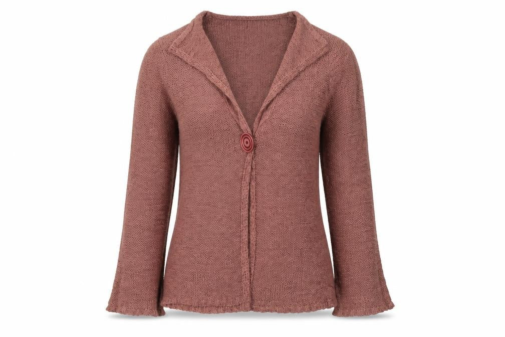 i/text. Women’s Pink S Chunky Knit V-Neck Button Cardigan