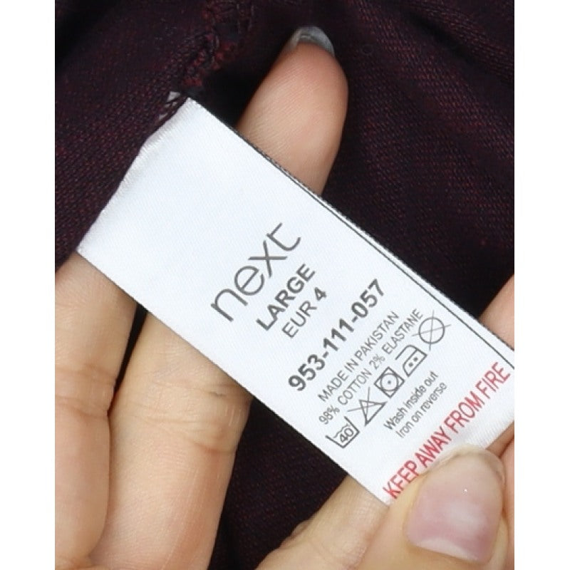 Next Men Red L Stretch Cotton Button-Up Long Sleeve Shirt