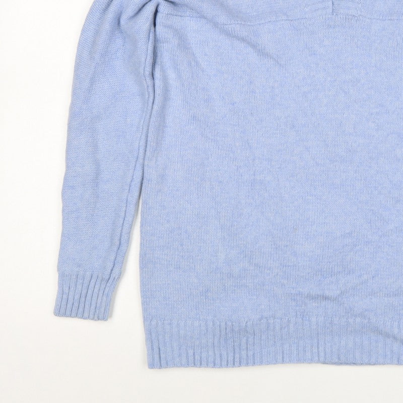 Jaeger Women Blue M Wool Cashmere V-Neck Fine Knit Pullover Jumper