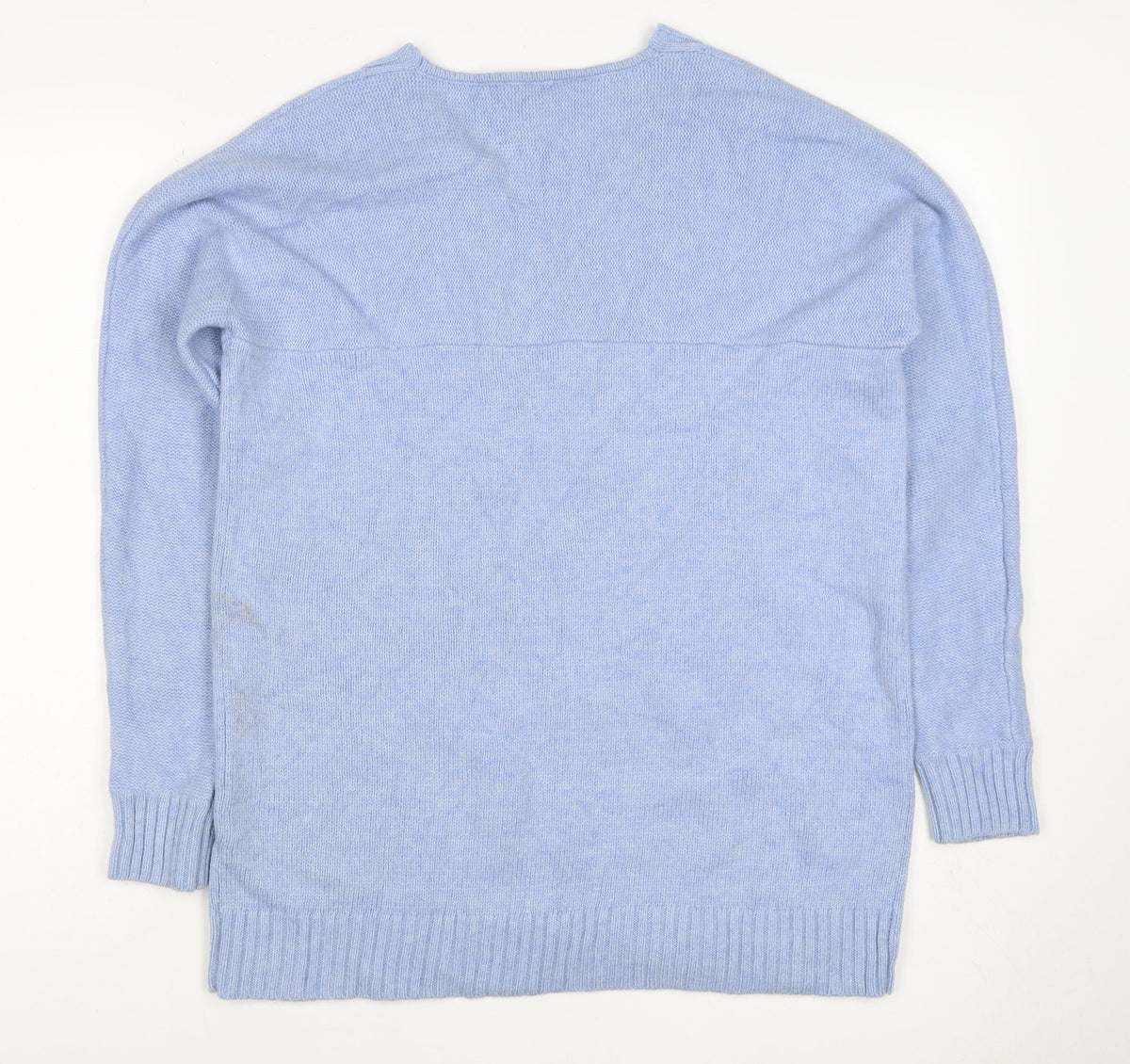 Jaeger Women Blue M Wool Cashmere V-Neck Fine Knit Pullover Jumper