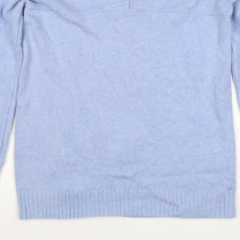 Jaeger Women Blue M Wool Cashmere V-Neck Fine Knit Pullover Jumper