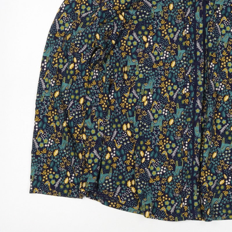 Faithful & True Women Navy Floral Deer Rayon Tunic Blouse UK 22