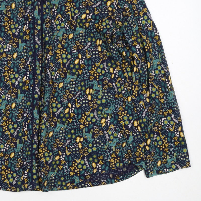 Faithful & True Women Navy Floral Deer Rayon Tunic Blouse UK 22