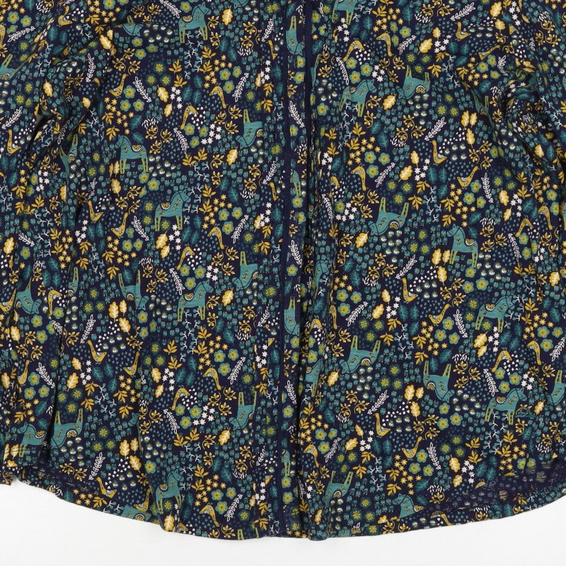 Faithful & True Women Navy Floral Deer Rayon Tunic Blouse UK 22