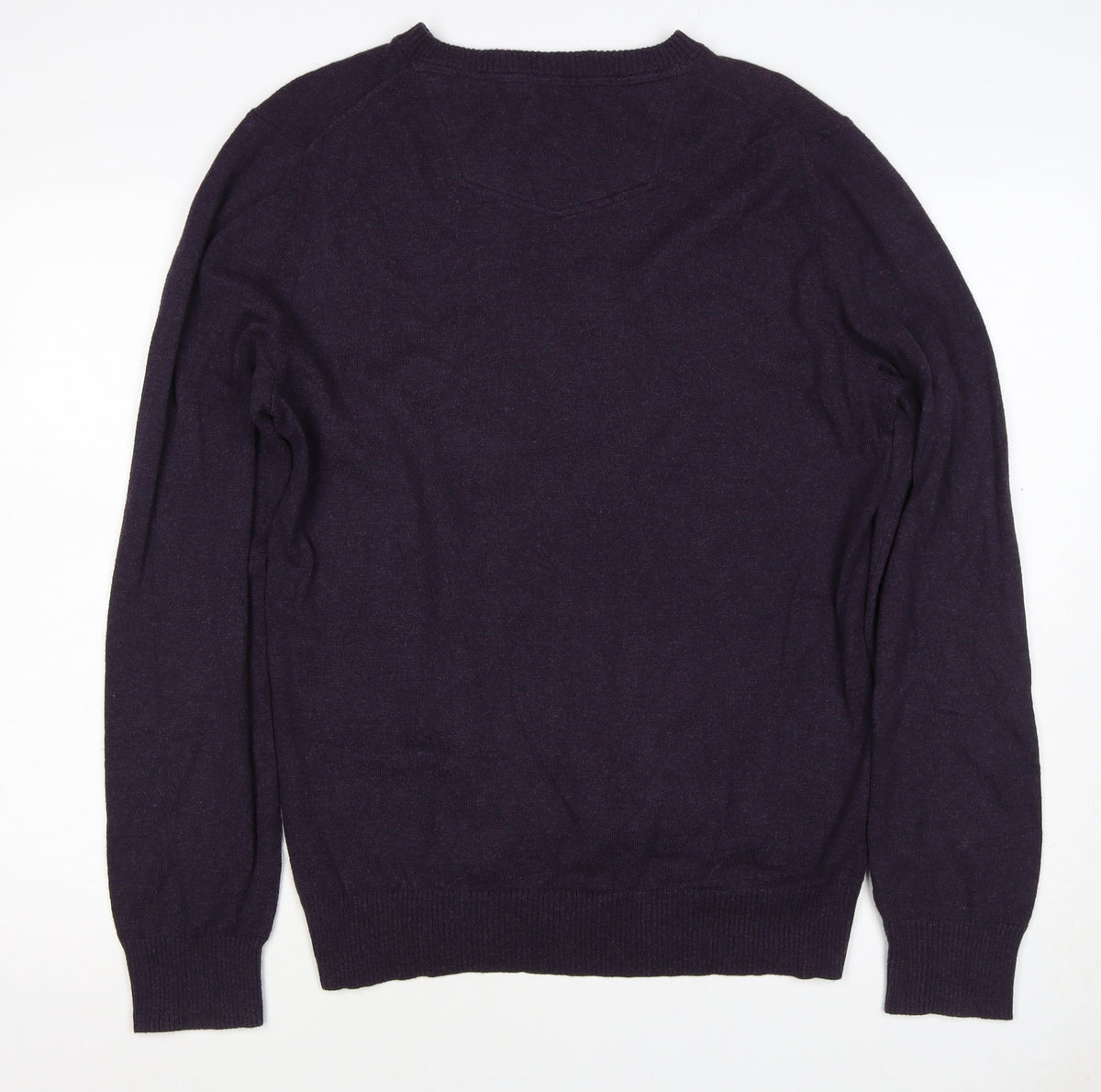 FatFace Men’s Purple Ramie Cotton V-Neck Pullover Jumper L Logo