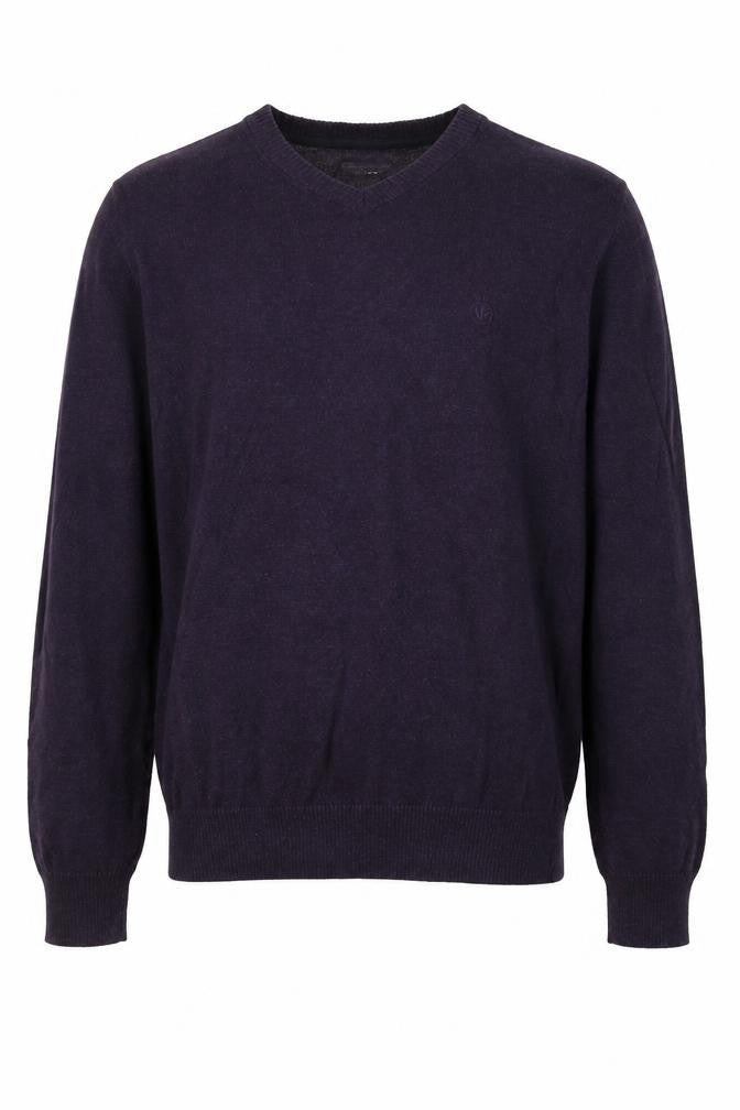 FatFace Men’s Purple Ramie Cotton V-Neck Pullover Jumper L Logo