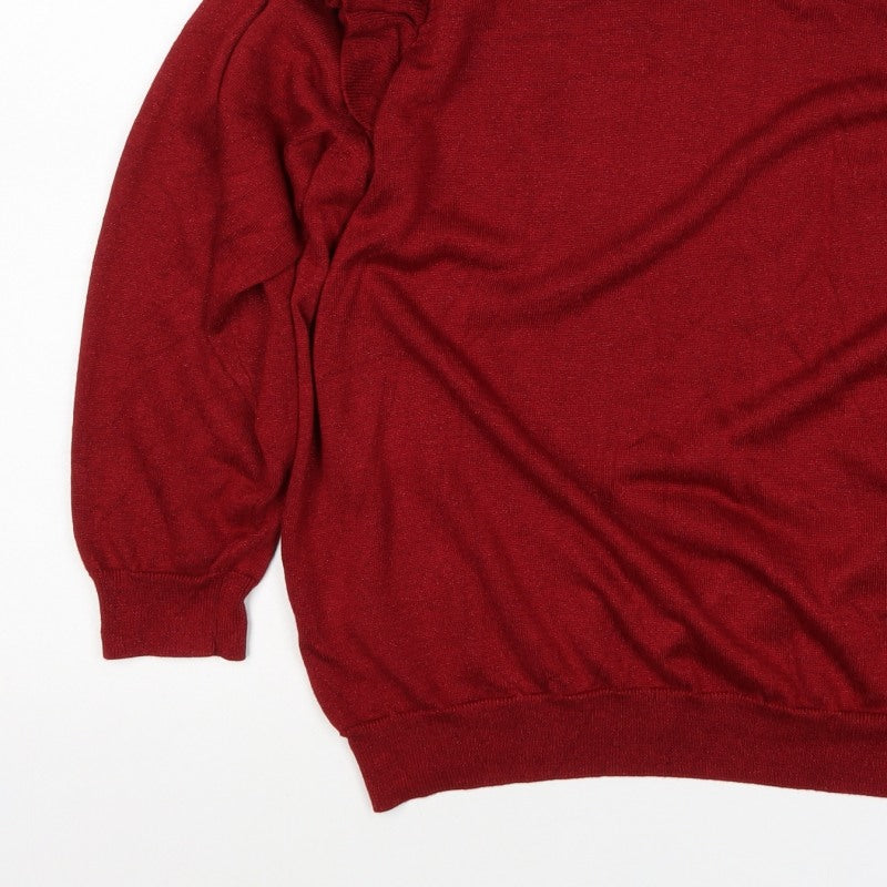 Next Women Red XL Ruffle High Neck Metallic Knit Jumper
