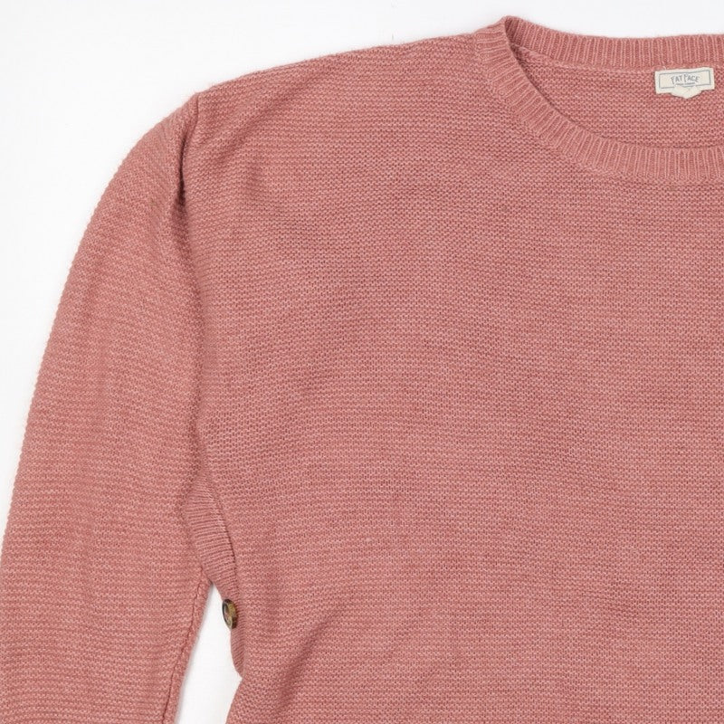 Fat Face Women’s Pink UK 14 Side Button Crew Neck Knit Pullover Jumper