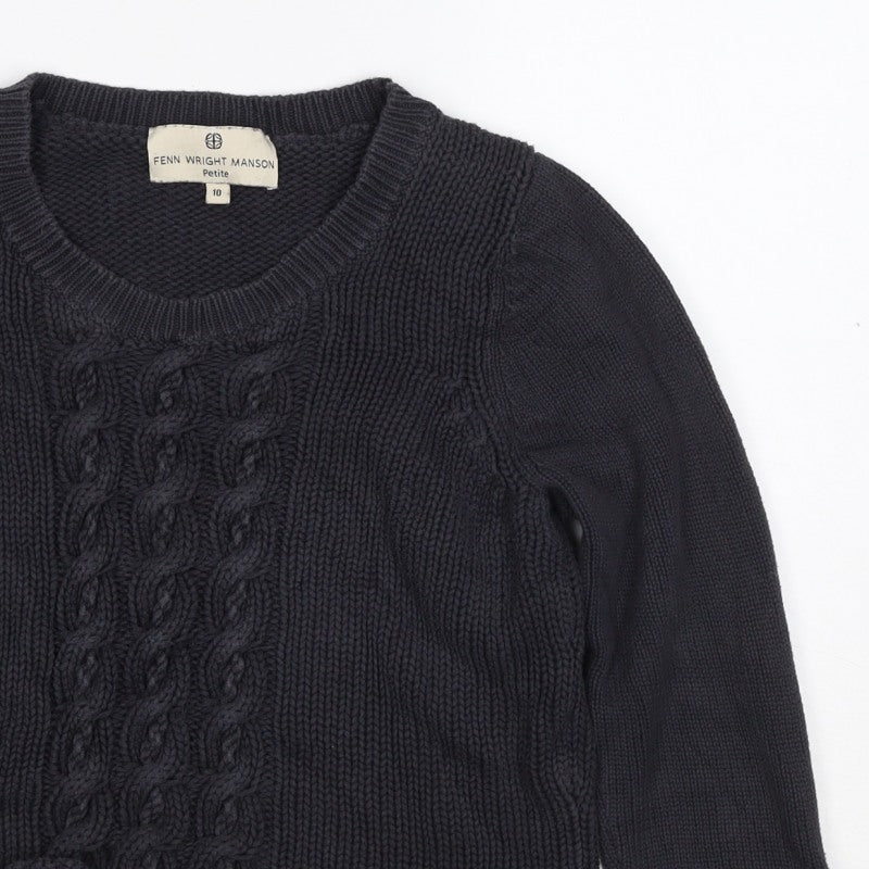 Fenn Wright Manson Women’s Black Petite 10 Cable Knit Cotton Jumper