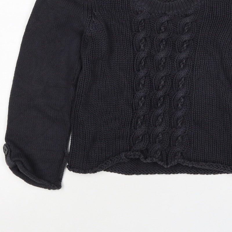 Fenn Wright Manson Women’s Black Petite 10 Cable Knit Cotton Jumper