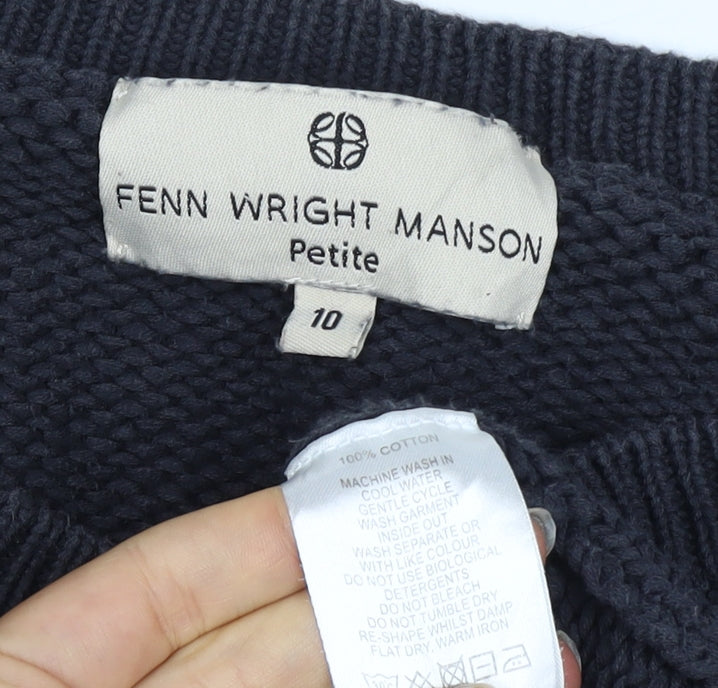 Fenn Wright Manson Women’s Black Petite 10 Cable Knit Cotton Jumper