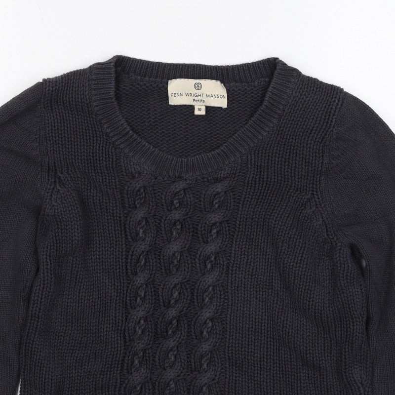 Fenn Wright Manson Women’s Black Petite 10 Cable Knit Cotton Jumper