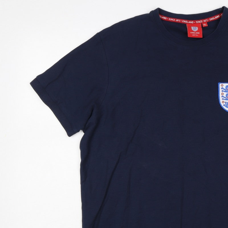 England Men’s Blue XL Cotton Football Crest Crew Neck T-Shirt