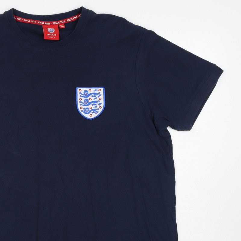 England Men’s Blue XL Cotton Football Crest Crew Neck T-Shirt