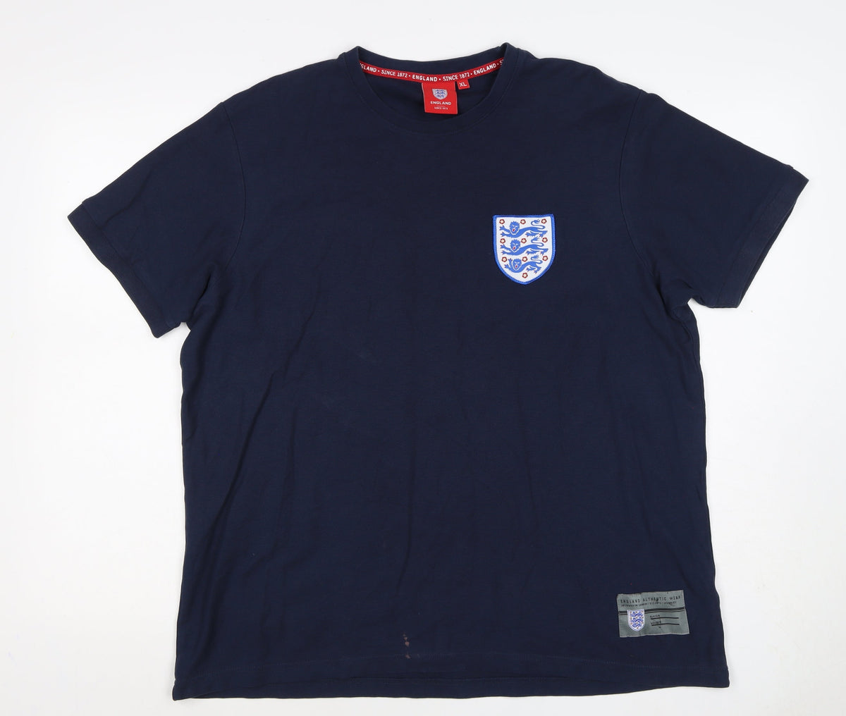 England Men’s Blue XL Cotton Football Crest Crew Neck T-Shirt