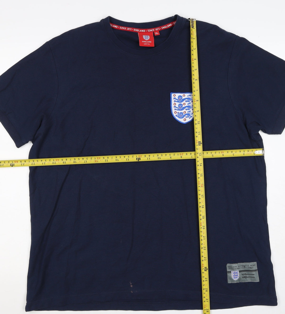 England Men’s Blue XL Cotton Football Crest Crew Neck T-Shirt