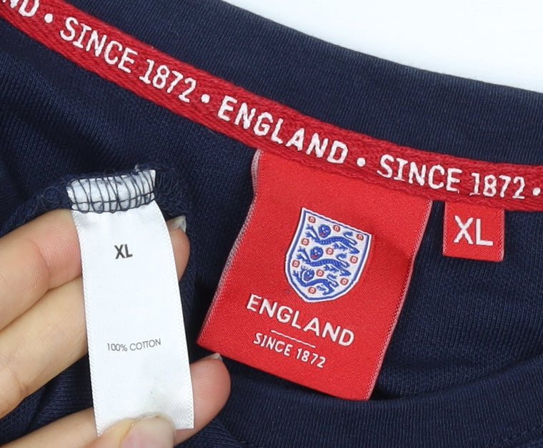 England Men’s Blue XL Cotton Football Crest Crew Neck T-Shirt