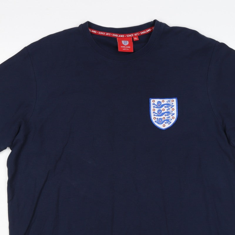 England Men’s Blue XL Cotton Football Crest Crew Neck T-Shirt