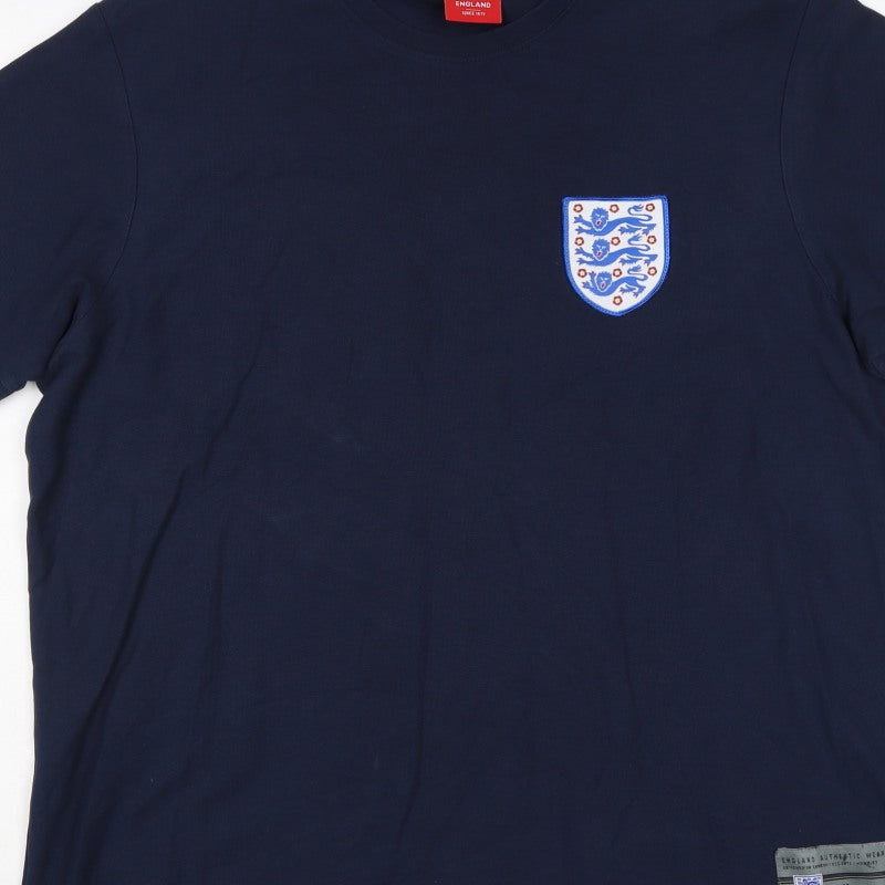 England Men’s Blue XL Cotton Football Crest Crew Neck T-Shirt