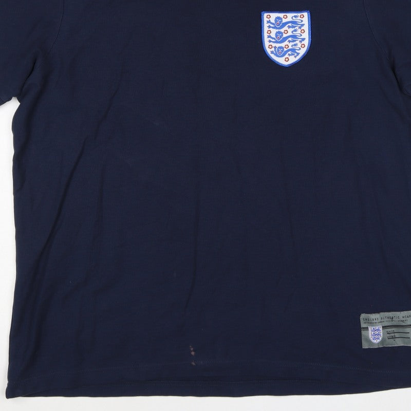 England Men’s Blue XL Cotton Football Crest Crew Neck T-Shirt