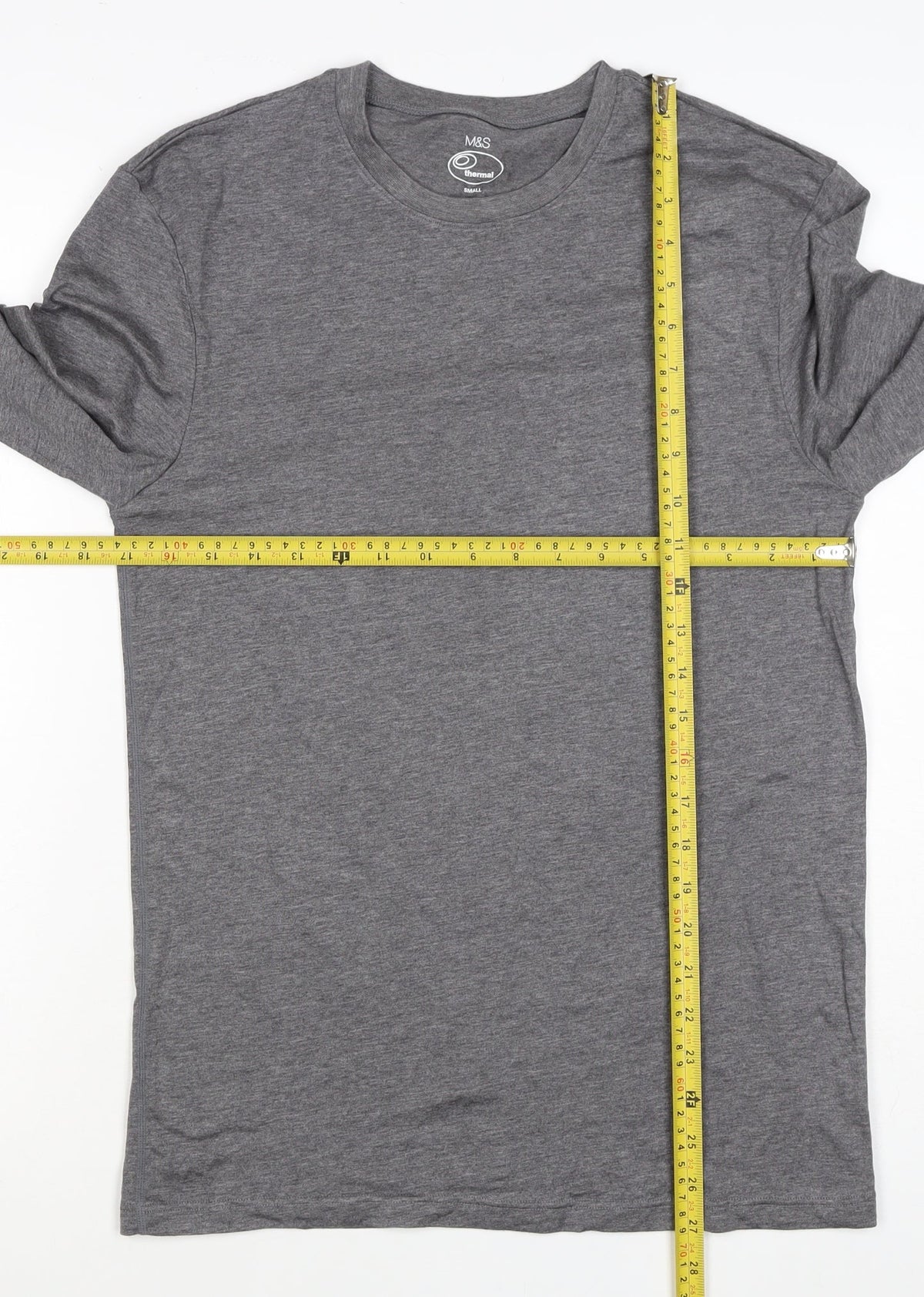 Marks and Spencer Men's Grey Small Thermal Long Sleeve Basic T-Shirt