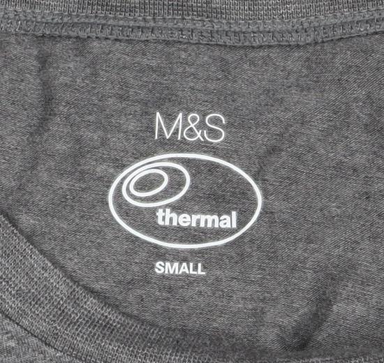 Marks and Spencer Men's Grey Small Thermal Long Sleeve Basic T-Shirt