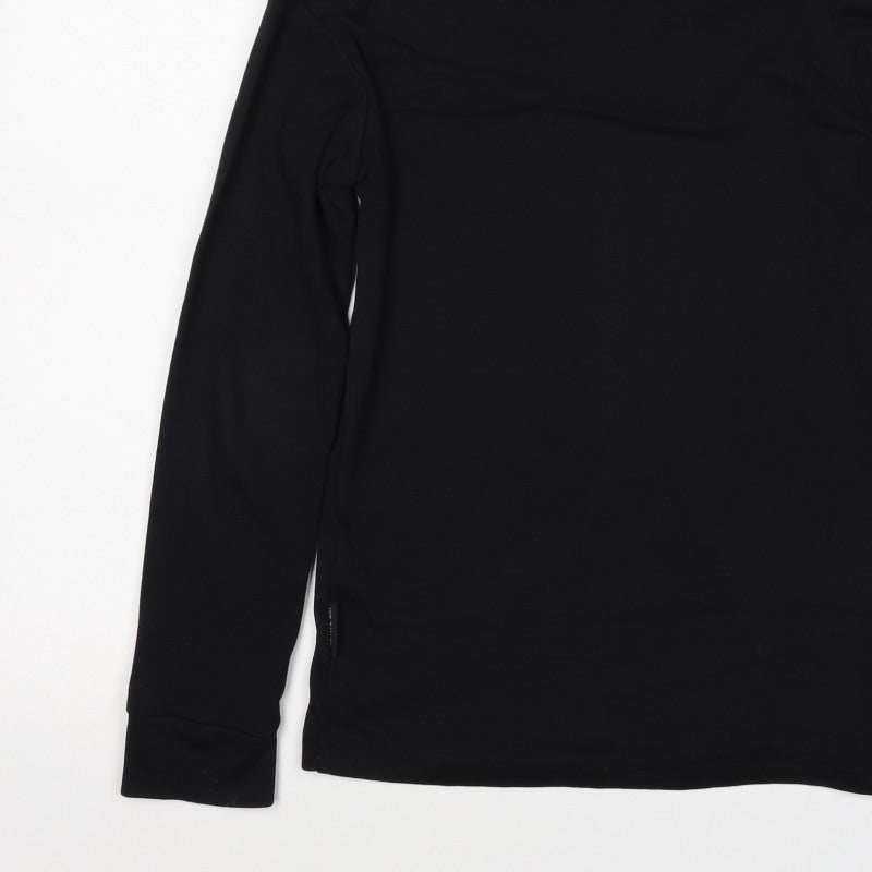 Active Ski Boys Black 11-12 Years Cotton Long Sleeve High Neck Basic Top