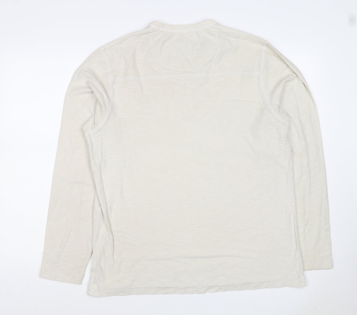 Mantaray Men’s Ivory M Long Sleeve Henley T-Shirt Varsity S