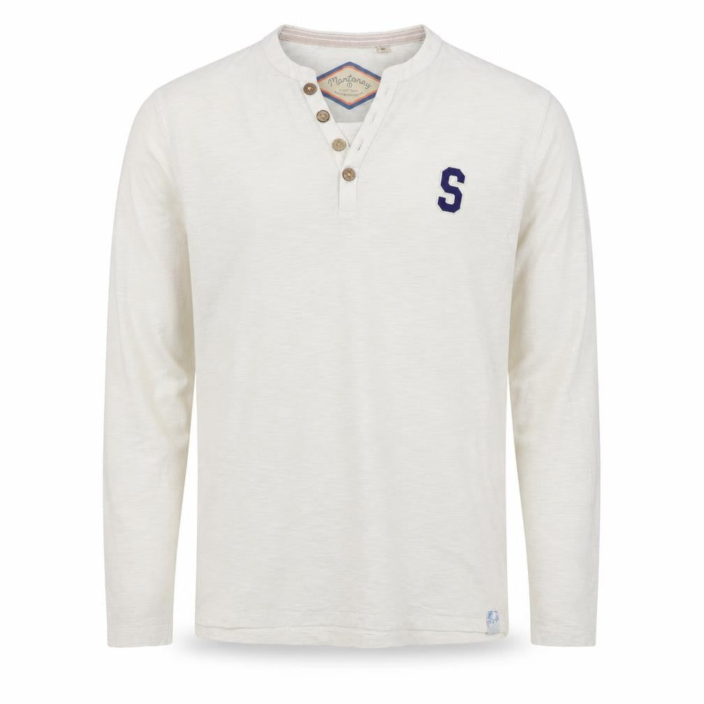 Mantaray Men’s Ivory M Long Sleeve Henley T-Shirt Varsity S