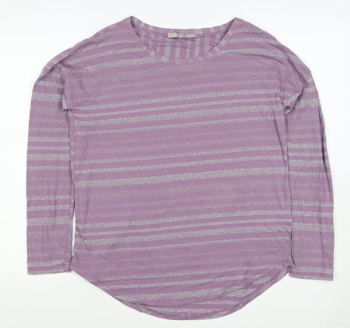 Next Women’s Purple Silver Glitter Stripe Knit Top UK 10 Long Sleeve