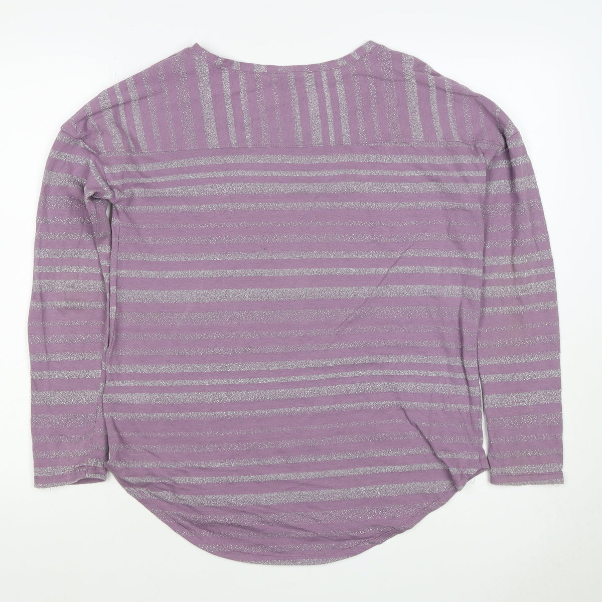 Next Women’s Purple Silver Glitter Stripe Knit Top UK 10 Long Sleeve