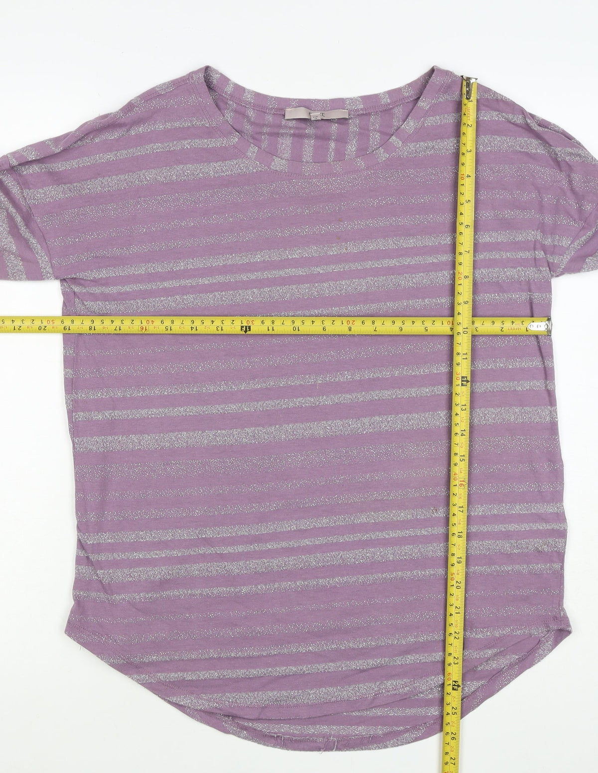 Next Women’s Purple Silver Glitter Stripe Knit Top UK 10 Long Sleeve