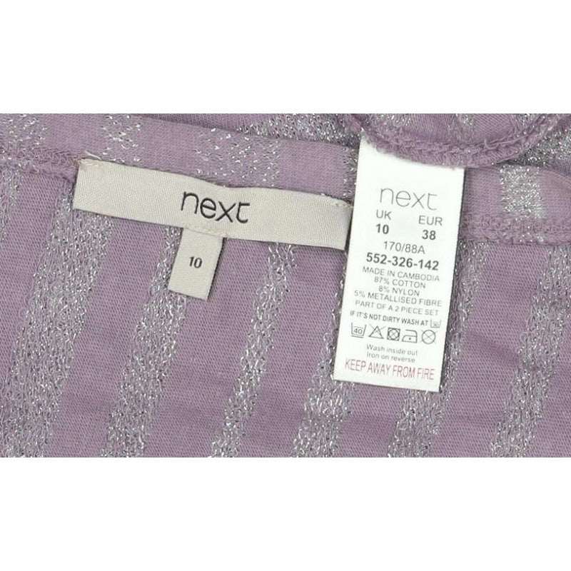 Next Women’s Purple Silver Glitter Stripe Knit Top UK 10 Long Sleeve