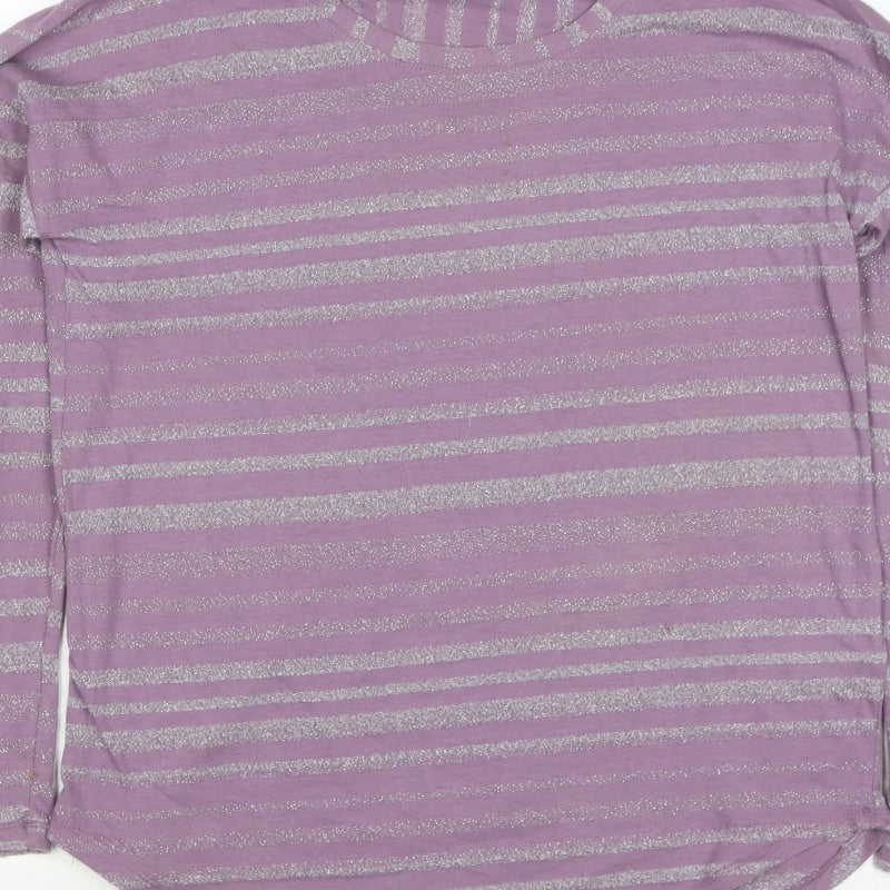 Next Women’s Purple Silver Glitter Stripe Knit Top UK 10 Long Sleeve