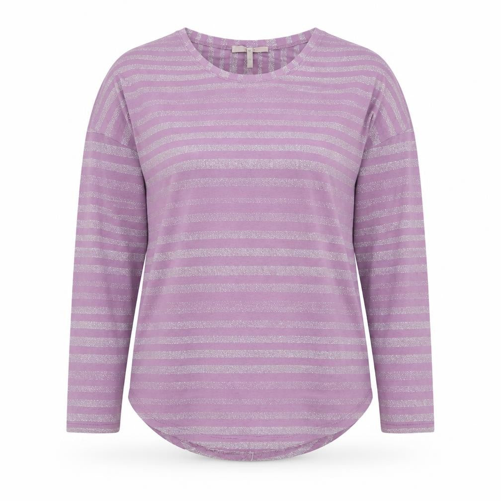 Next Women’s Purple Silver Glitter Stripe Knit Top UK 10 Long Sleeve