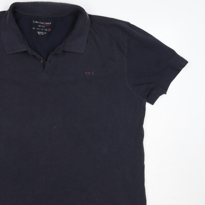Calvin Klein Jeans Men’s Black 3XL Cotton Logo Polo Shirt