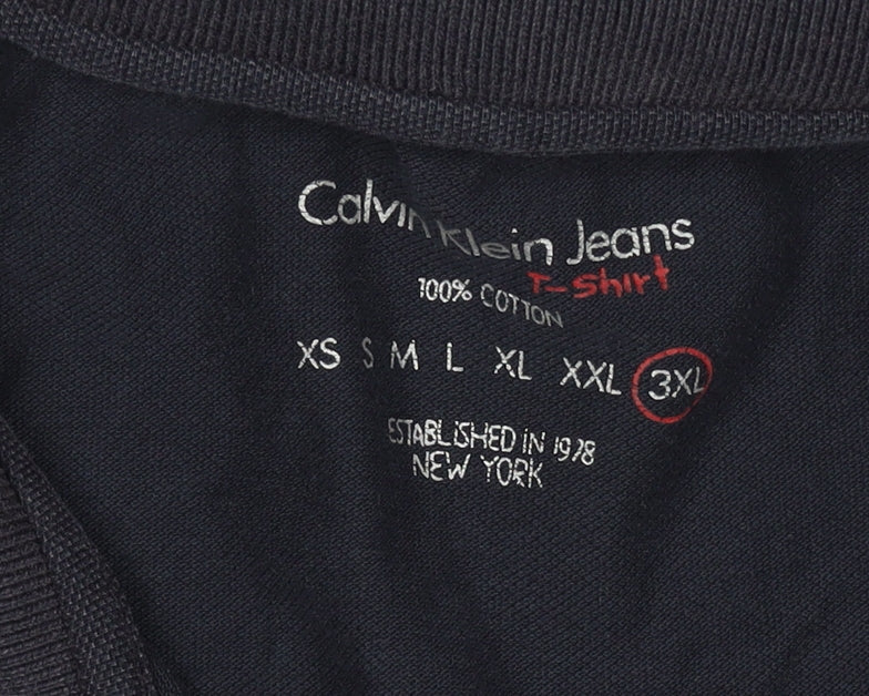Calvin Klein Jeans Men’s Black 3XL Cotton Logo Polo Shirt