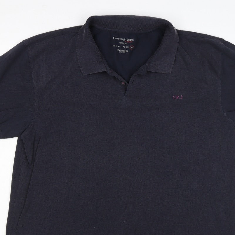 Calvin Klein Jeans Men’s Black 3XL Cotton Logo Polo Shirt