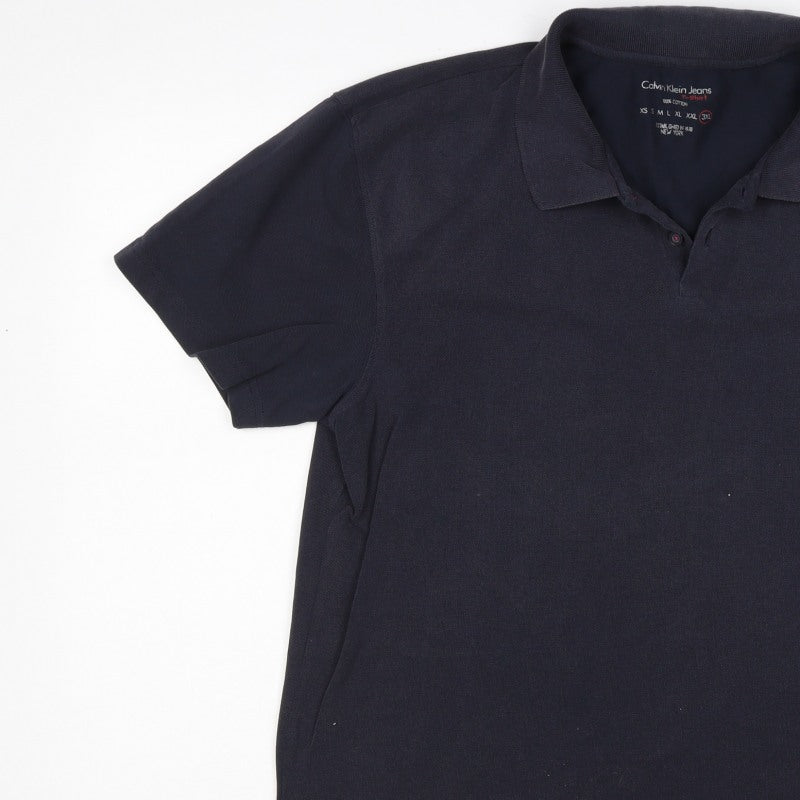 Calvin Klein Jeans Men’s Black 3XL Cotton Logo Polo Shirt