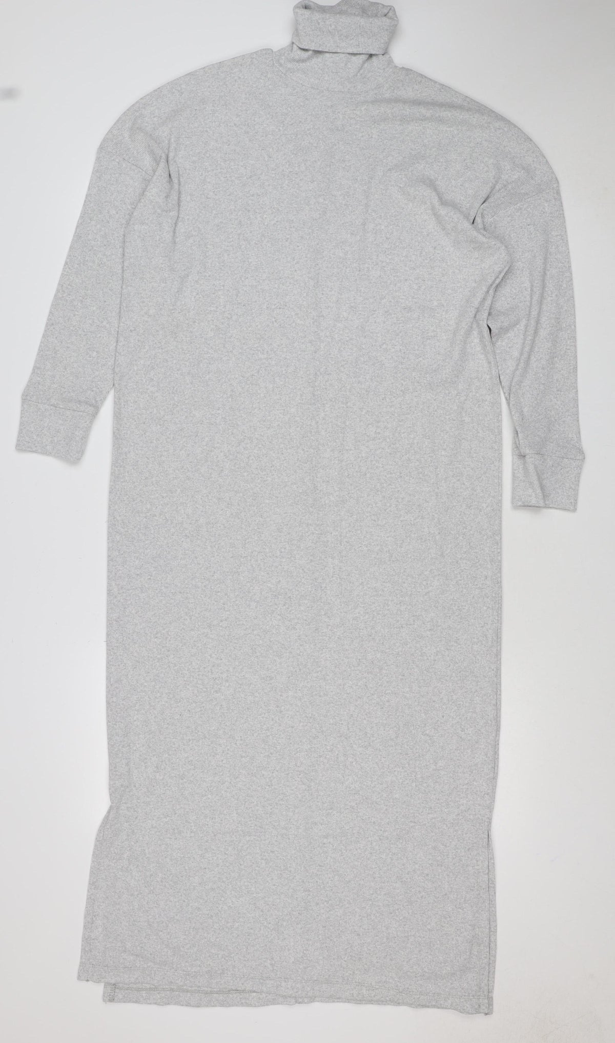 Boohoo Women Grey Knit Roll Neck Long Sleeve Jumper Dress UK 8