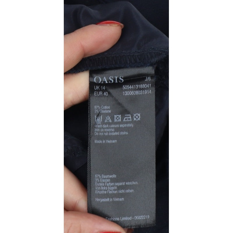 Oasis Women’s Navy Blue Size 14 Tailored Tapered Work Trousers