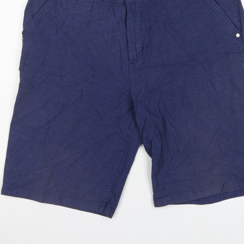 Marks & Spencer Per Una Women Blue UK 16 Bermuda Cotton Stretch Shorts