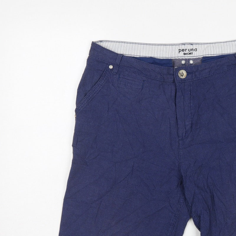 Marks & Spencer Per Una Women Blue UK 16 Bermuda Cotton Stretch Shorts