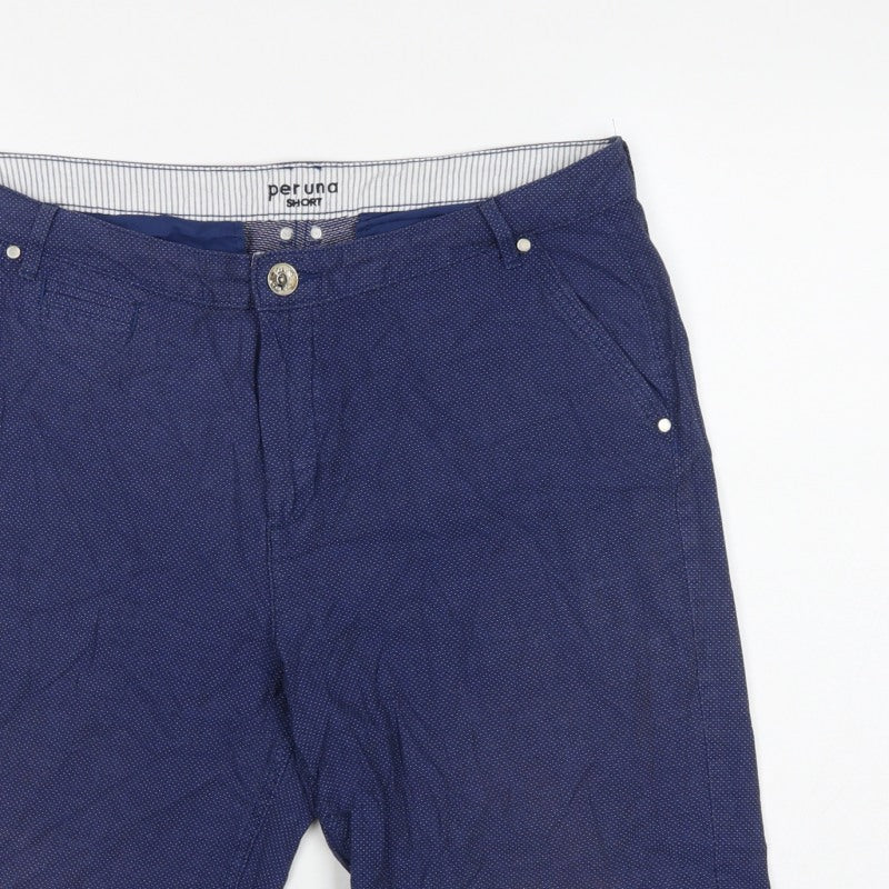 Marks & Spencer Per Una Women Blue UK 16 Bermuda Cotton Stretch Shorts
